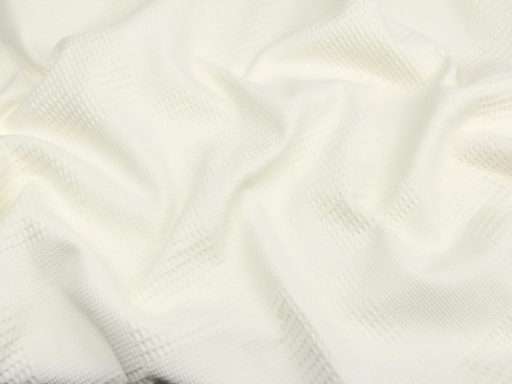 Тканина Вафельне полотно Шахматка Молочний, Туреччина, ширина 235 см, щільність 245 г/м2