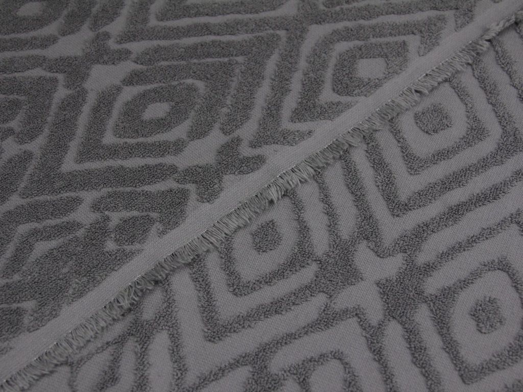 Махра двостороння Жаккард Ромби Графітовий, 100% Бавовна, ширина 215 см, щільність 395 г/м2